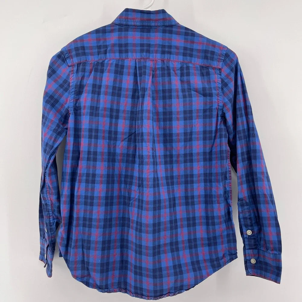 Ralph Lauren Plaid Button Down‎ Shirt Long Sleeve Cotton Blue Red Kids M